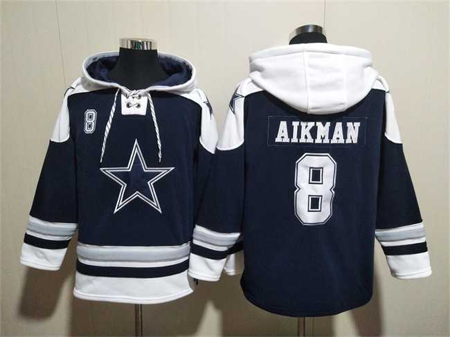 Men's Dallas Cowboys #8 Troy Aikman Navy Ageless Must-Have Lace-Up Pullover Hoodie,We sell and wholesale Men's Dallas Cowboys #8 Troy Aikman Navy Ageless Must-Have Lace-Up Pullover Hoodie on line form chian!